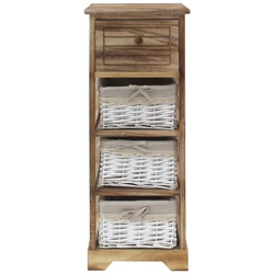 Rebecca Mobili Cassettiera 1 Cassetto 3 Ceste Legno Vimini Rustico Cucina en oferta