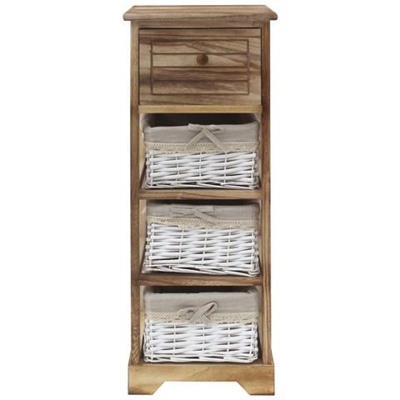 Rebecca Mobili Cassettiera 1 Cassetto 3 Ceste Legno Vimini Rustico Cucina