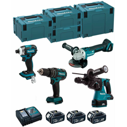 MAKITA Kit MSM4T3BL3 18V (DHR243 + DTD148 + DGA504 + DHP480 + 3 x 5,0 Ah + DC18RC + 2 x MAKPAC 2 + MAKPAC 3 + MAKPAC 4) características