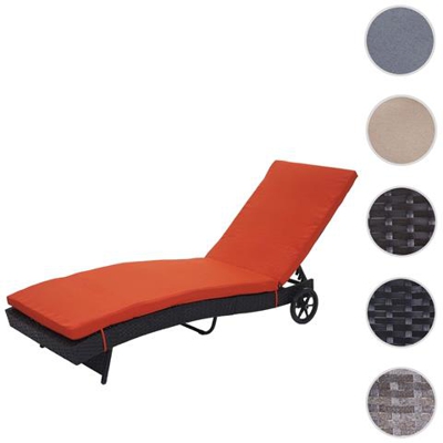 Lettino Regolabile Da Esterno Hwc-d80 Polyrattan Antracite Con Cuscino Arancione