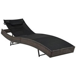 Lettino Prendisole Con Cuscino In Polyrattan Marrone en oferta