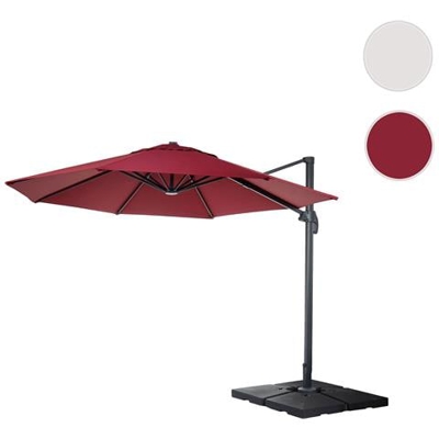 Ombrellone Parasole Hwc-a96 Rotondo 3,5m Bordeaux Girevole Con Base