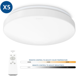 Anten - 5Pz 24W Plafoniera LED Dimmerabile con Telecomando, Moderno Plafoniere Led a Soffitto (3000K-4000K-6500K, 5%-100%) precio