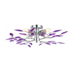 Lampada da soffitto con foglie di fiori Illuminazione da soggiorno viola Lampada cromata con lampadine a LED precio