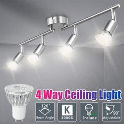 Insma - Supporto per proiettore a soffitto a LED con supporto regolabile a 4 teste GU10 70 cm (senza lampadine) precio