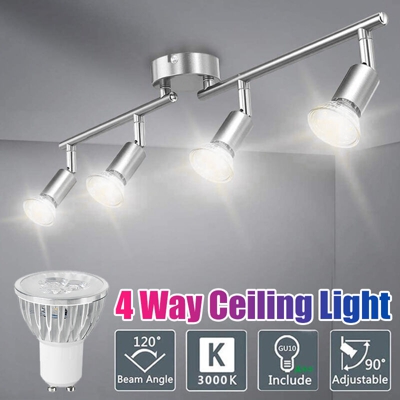 Insma - Supporto per proiettore a soffitto a LED con supporto regolabile a 4 teste GU10 70 cm (senza lampadine)
