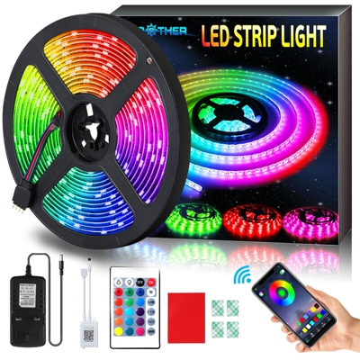 Drillpro - Barra luminosa a bordo nudo AMBOTHER 5m Bluetooth RGB con anello a vite Alimentatore per telecomando a 24 tasti con protezione da