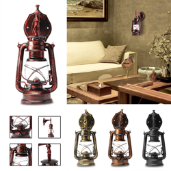 Drillpro - Lanterna vintage retrò portatile Lampada da parete rustica Luci Applique Apparecchio di illuminazione per esterni E27 Base per características