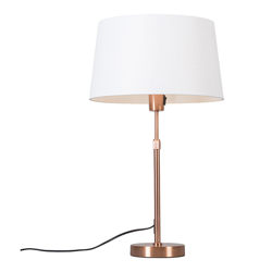 Lampada da tavolo con paralume Parte - Moderno - Metallo,Tessuto - Bianco/Rame - Tondo Max. 1 x Watt - Qazqa en oferta