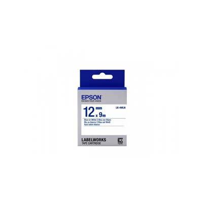 Epson Nastro fondo Standard bianco per testo Blu 12/9 LK-4WLN