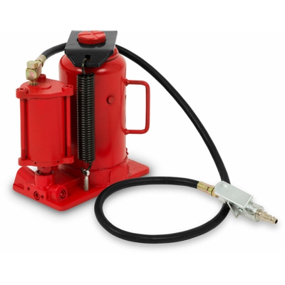 20 T Cric a bottiglia (pneumatico, idraulico, 160 mm Altezza di sollevamento, Altezza minima 270 mm, Valvola di sicurezza, Leva a 2 pezzi)