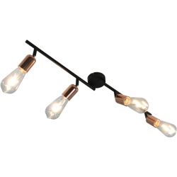 Faretto a 4 Vie Nero e Rame 60 cm E27 - Nero - Youthup en oferta