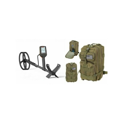 Quest x5 metal detector piastra 9 x 5 + copri piastra + zaino militare verde