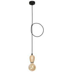 Lampada a Sospensione Carina - Lampadario - da Soffitto - Nero in Metallo, Legno, 8 x 8 x 90 cm, LED GU10, 7W en oferta