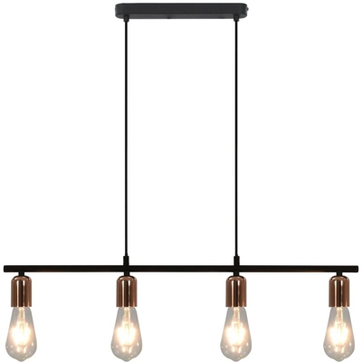 Plafoniera con Lampadine 2 W Nero e Rame 80 cm E27