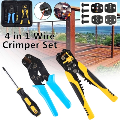 Drillpro - Set pinze a crimpare multifunzione compatibili, connettore pinza per cavi elettrici, strumenti per spelare cavi elettrici, kit pinze per