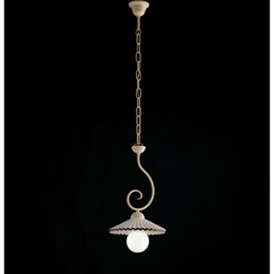 Lampadario in ferro laccato avorio decape 1 luci paralume ceramica en oferta