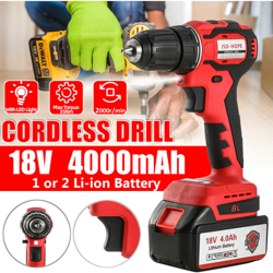 Drillpro - Avvitatore avvitatore a batteria per trapano elettrico a batteria da 18 V con batteria agli ioni di litio da 4000 mAh precio