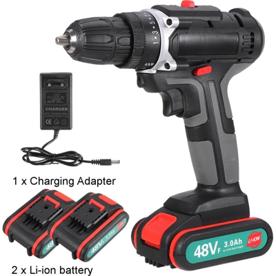 48V 520N.m. Trapano / avvitatore elettrico spazzolato senza fili a coppia elevata da 3/8 "con faro da lavoro a LED a 2 velocità variabili con 2