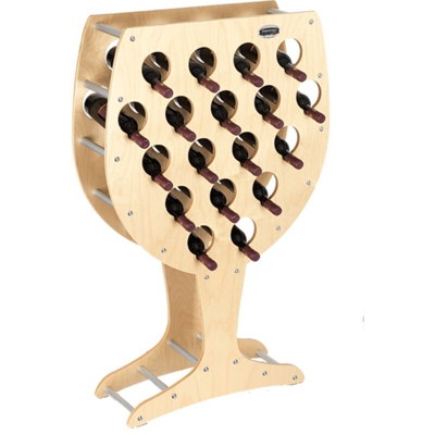 Cantinetta Portabottiglie in Legno Scaffale mobile per Bottiglie vino MADE IN ITALY mod. Calice Acero B.18 L75 x P25 x 120H