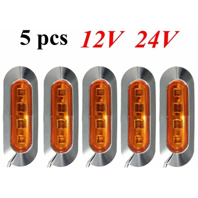 5PCS 4 LED 10-30V Indicatori di direzione laterali Luci di posizione laterali Giallo chiaro Rimorchio per camion