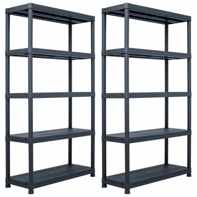 YOUTHUP Scaffali 2 pz Nero 500 kg 100x40x180 cm in Plastica - Nero