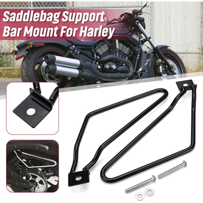 Kit barra staffa di montaggio borsa laterale per Harley 883 Iron XL883N Dyna Fat Black