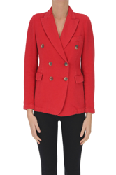 Cotton and lined double-breasted blazer precio