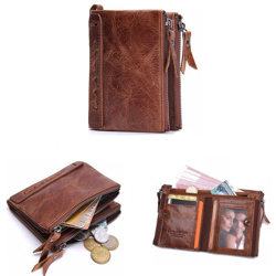 Portafoglio corto con doppia zip da uomo en oferta