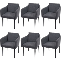 Set 6x sedie pranzo soggiorno Lounge HWC-H93 ~ tessuto grigio scuro en oferta
