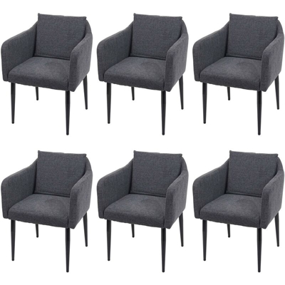 Set 6x sedie pranzo soggiorno Lounge HWC-H93 ~ tessuto grigio scuro