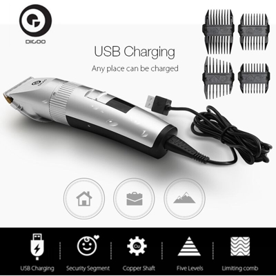 Tagliacapelli Digoo con Display Cordless Lama in Ceramica Ricaricabile USB