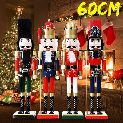 60 cm natale schiaccianoci soldato vintage in legno di noce giocattolo da tavolo decorazione della casa (tipo 3)