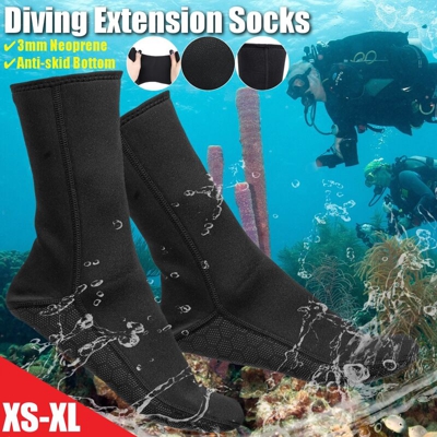 Paio di calze di prolunga per muta in neoprene antiscivolo da 3 mm nere Nuoto Immersioni XS-XL (nero, L)