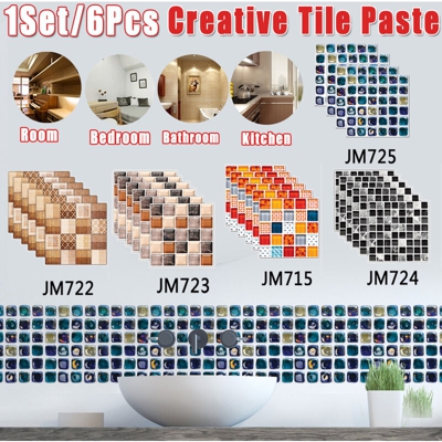 6 pezzi / set antiscivolo piastrelle autoadesive bagno cucina scala a muro decorativo (tipo C 6 pezzi)