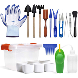 Set di attrezzi da giardinaggio in vaso da 41 pezzi (1 paio di guanti, vaso per piante in vaso * 6, scatola portaoggetti * 1, etichetta della pianta en oferta