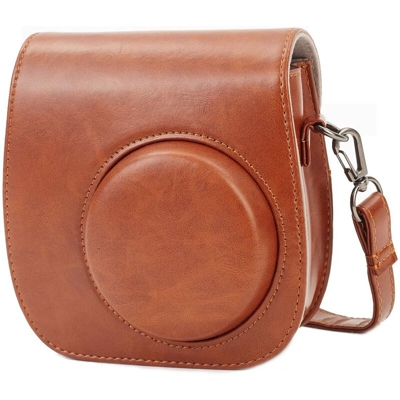 Borsa compatibile con Instax Mini 9 / Mini 8 8+ Instant Camera in morbida pelle sintetica con tracolla e borsa (marrone)