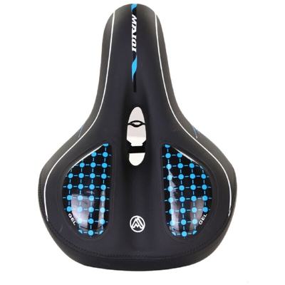 Sella per bicicletta in memory foam cava imbottita in pelle Sella per bicicletta Morbido cuscino per bici Seggiolino per bicicletta (blu)
