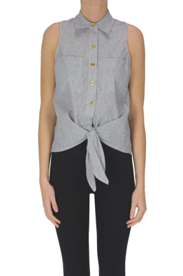 Striped linen-blend shirt