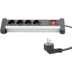DA-70614 prolunghe e multiple 1,5 m 4 presa(e) AC Interno Nero, Argento, Ciabatta en oferta