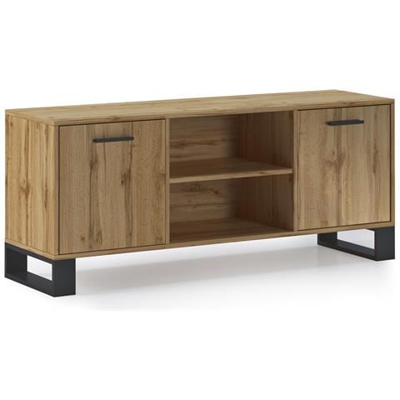 Mobile Tv 140 Con 2 Porte, Soggiorno, Modello Loft, Colore Struttura E Porte In Rovere Rustico, Misura 137x40x57cm Di Altezza.