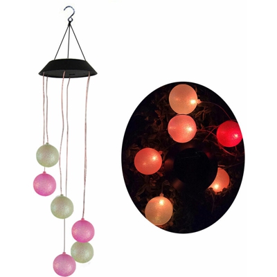 Carillon a vento solare con luce a sfera e carillon a vento luminoso con copertina nera
