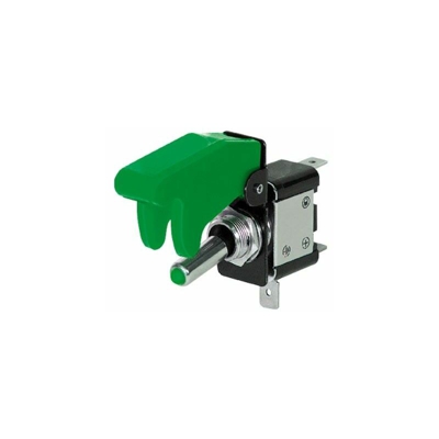 Kill-switch con cappuccio protettivo e LED, 12V / 35A, interruttore a levetta verde