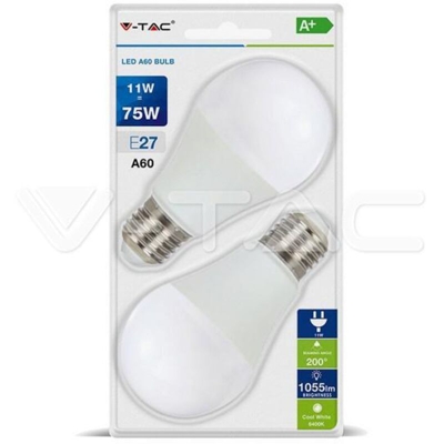 Lampadina LED E27 11W A60 4000K (Blister 2 pezzi) - V-tac