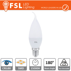 FSL - lampadina led soffio di vento 15000 ore 180° 220-240 volt 5,50 watt A+ CE E14 bianco caldo si lif flbt38b6w30k14 precio