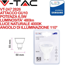 Faretto LED Chip Samsung GU10 6,5W 4000K (Blister 1 Pezzo) precio