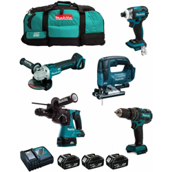 MAKITA Kit MST5M3BL3 18V (DHR243 + DTD148 + DGA504 + DHP480 + DJV182 + 3 x 4,0 Ah + DC18RC + Trolley) precio