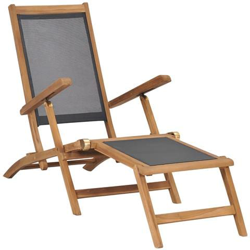 Sedia Da Esterno Con Poggiapiedi In Massello Di Teak Nera en oferta
