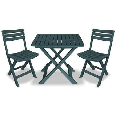 Set da Bistro per Esterni 3 pz in Plastica Verde