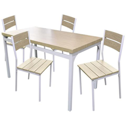 Tavolo Giardino Ah Con 4 Sedie Metallo E Legno 433843 Rovere Chiaro 110x70x75 Cm precio